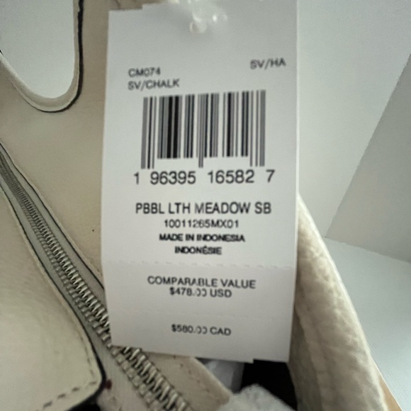 Coach Meadow Pebbled Leather Shoulder Bag Purse in SV/Chalk - Picture 13 of 16